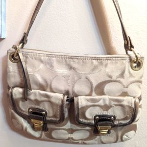 Authentic Coach Poppy Metallic Signature Sateen Hippie Cross Body